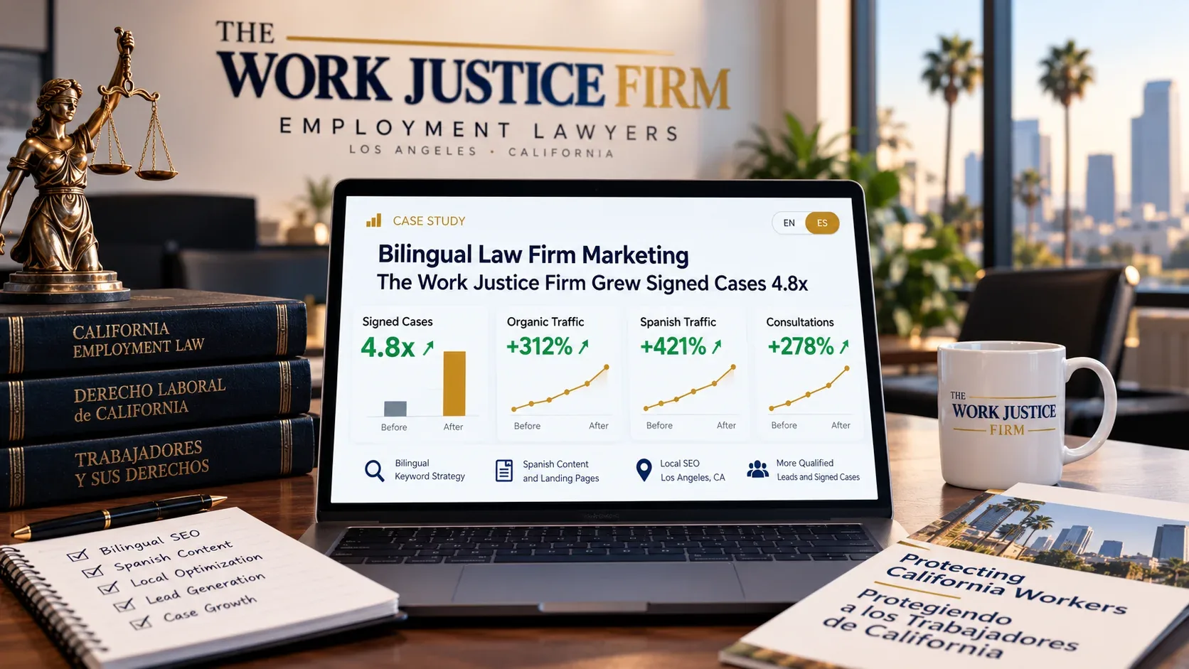 Work justice firm bilingual seo case study